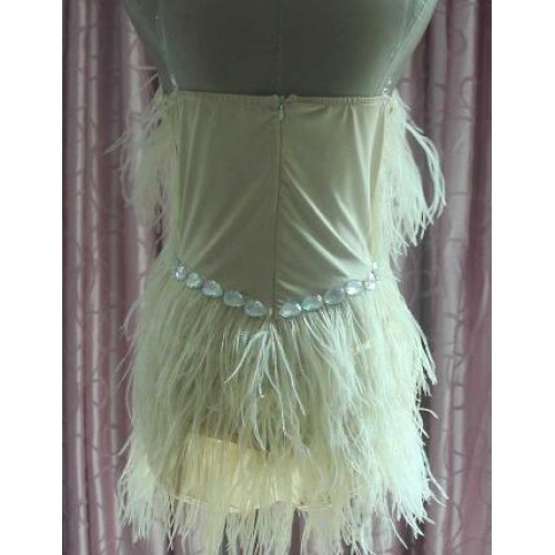 Sexy Women girl's ostrich feather fluffy  Stage Outfit Clothes Female Singer Star Costume Jazz Dance Stage Costumes For Singers bodysuits